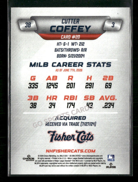 2026 New Hampshire Fisher Cats Cutter Coffey
