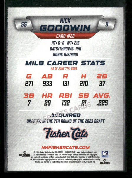 2026 New Hampshire Fisher Cats Nick Goodwin