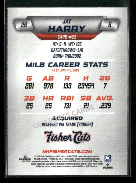 2026 New Hampshire Fisher Cats Jay Harry