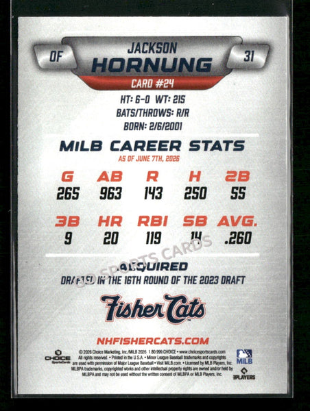 2026 New Hampshire Fisher Cats Jackson Hornung
