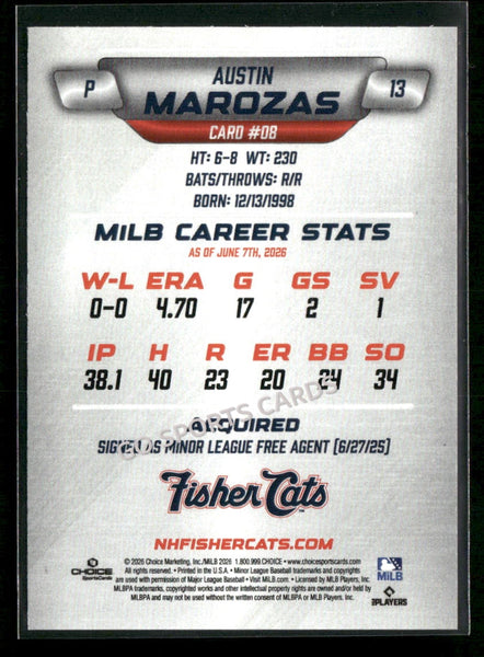 2026 New Hampshire Fisher Cats Austin Marozas
