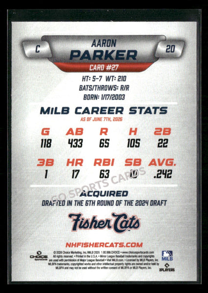 2026 New Hampshire Fisher Cats Aaron Parker