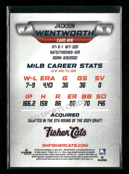 2026 New Hampshire Fisher Cats Jackson Wentworth
