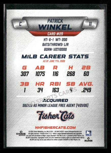 2026 New Hampshire Fisher Cats Patrick Winkel