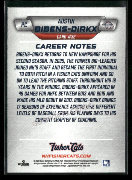 2026 New Hampshire Fisher Cats Austin Bibens Dirkx