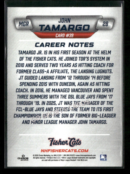 2026 New Hampshire Fisher Cats John Tamargo