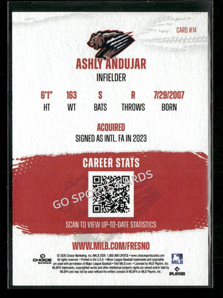 2026 Fresno Grizzlies Ashly Andujar