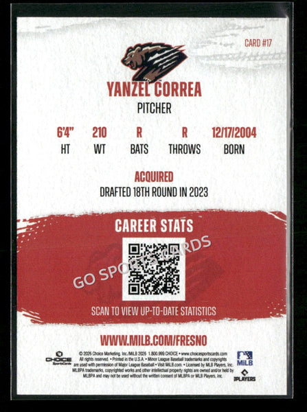 2026 Fresno Grizzlies Yanzel Correa