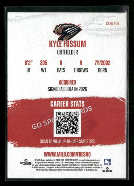 2026 Fresno Grizzlies Kyle Fossum