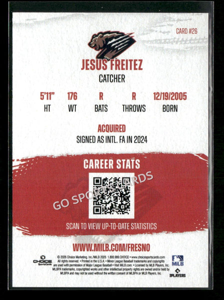 2026 Fresno Grizzlies Jesus Freitez