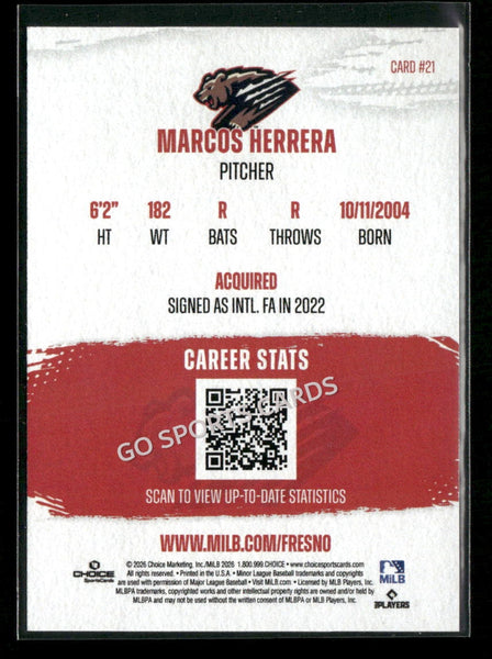 2026 Fresno Grizzlies Marcos Herrera