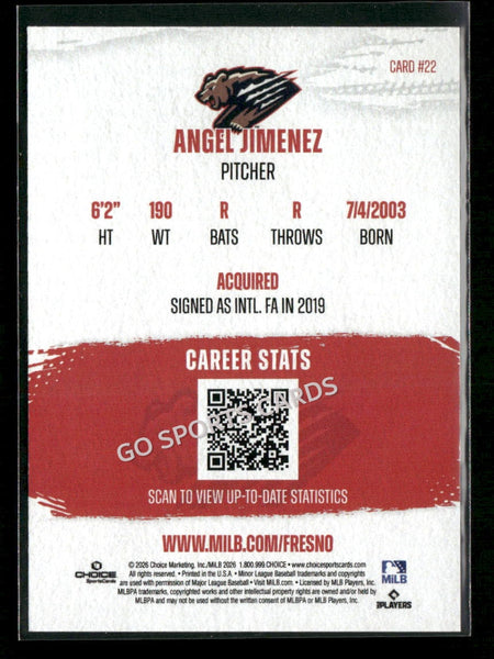 2026 Fresno Grizzlies Angel Jimenez