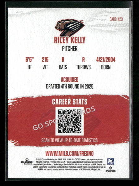 2026 Fresno Grizzlies Riley Kelly