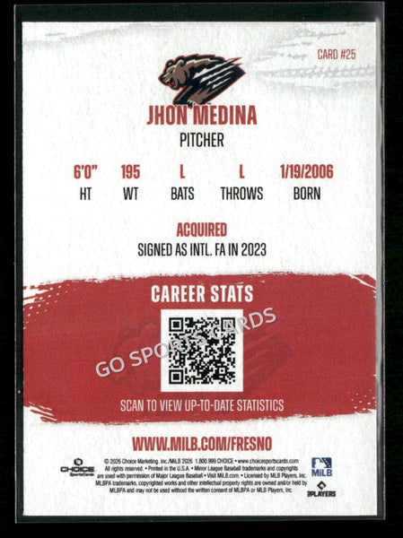 2026 Fresno Grizzlies Jhon Medina