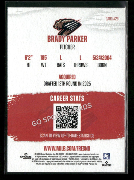 2026 Fresno Grizzlies Brady Parker