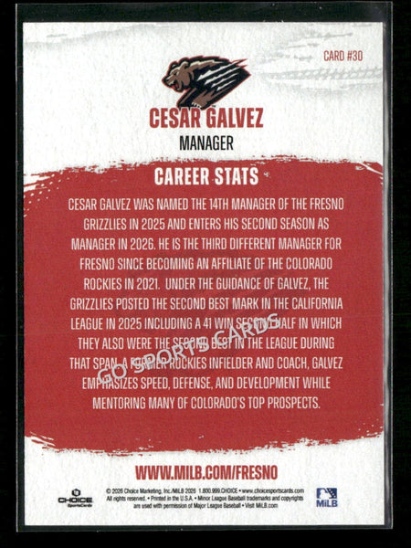 2026 Fresno Grizzlies Cesar Galvez