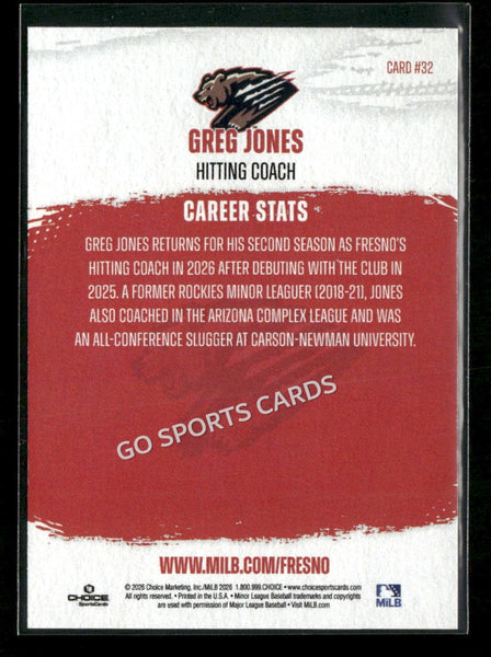 2026 Fresno Grizzlies Greg Jones