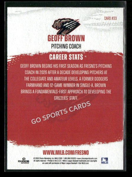 2026 Fresno Grizzlies Geoff Brown