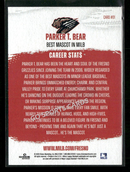 2026 Fresno Grizzlies Parker T Bear Mascot