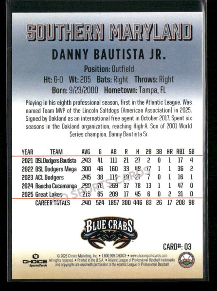2026 Southern Maryland Blue Crabs Danny Bautista Jr