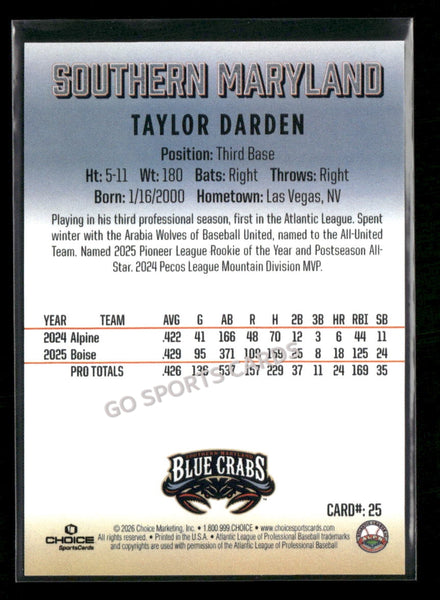 2026 Southern Maryland Blue Crabs Taylor Darden