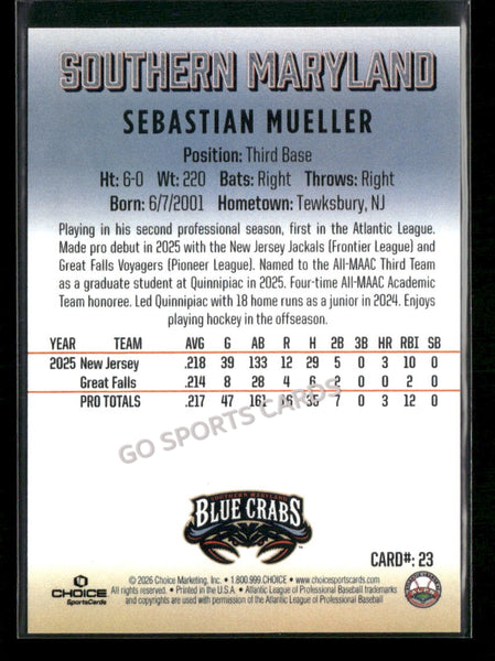 2026 Southern Maryland Blue Crabs Sebastian Mueller