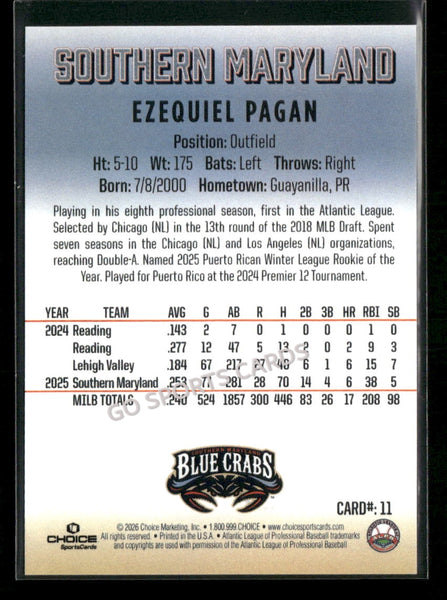 2026 Southern Maryland Blue Crabs Ezequiel Pagan