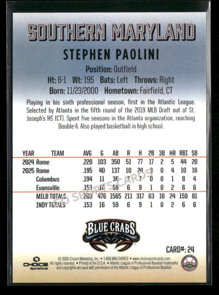 2026 Southern Maryland Blue Crabs Stephen Paolini