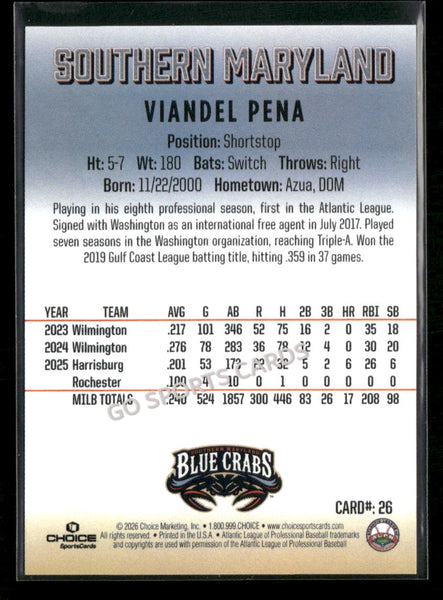 2026 Southern Maryland Blue Crabs Viandel Pena