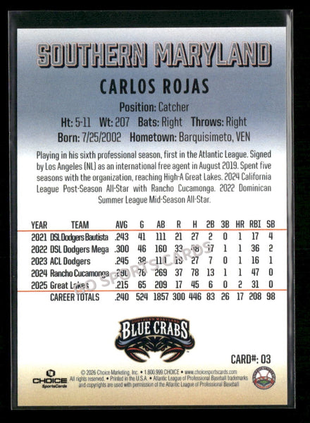 2026 Southern Maryland Blue Crabs Carlos Rojas
