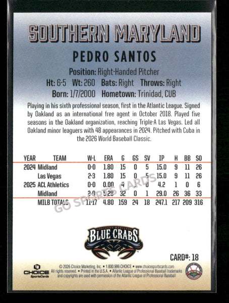 2026 Southern Maryland Blue Crabs Pedro Santos