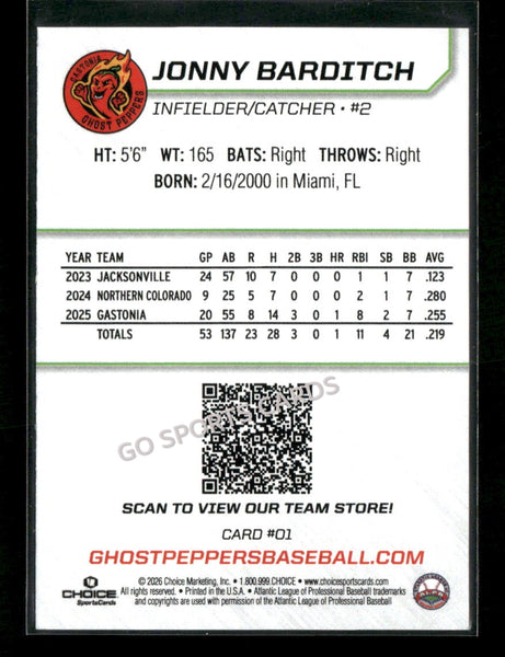 2026 Gastonia Ghost Peppers Jonny Barditch