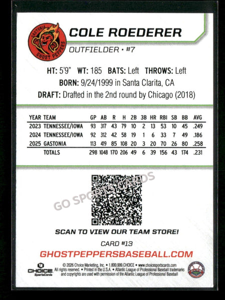 2026 Gastonia Ghost Peppers Cole Roederer
