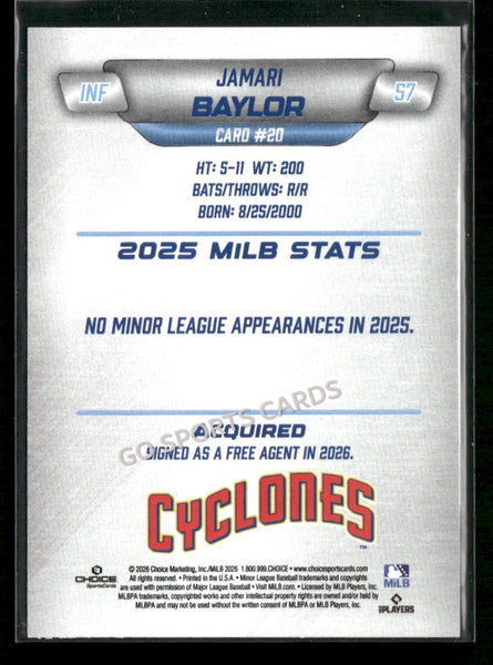 2026 Brooklyn Cyclones Jamari Baylor