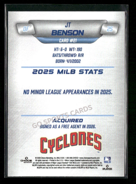 2026 Brooklyn Cyclones JT Benson