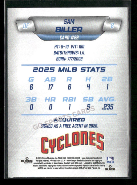 2026 Brooklyn Cyclones Sam Biller