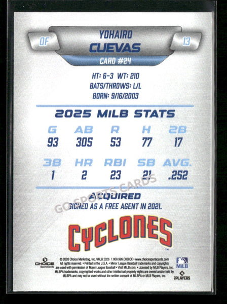 2026 Brooklyn Cyclones Yohairo Cuevas