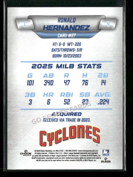 2026 Brooklyn Cyclones Ronald Hernandez