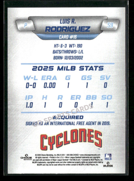 2026 Brooklyn Cyclones Luis R Rodriguez