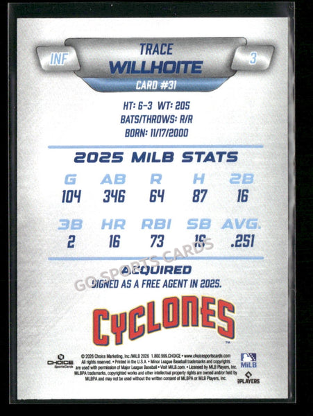 2026 Brooklyn Cyclones Trace Willhoite