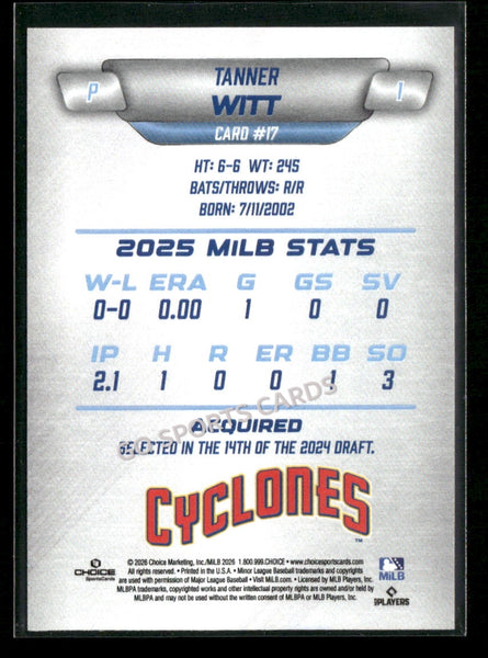 2026 Brooklyn Cyclones Tanner Witt
