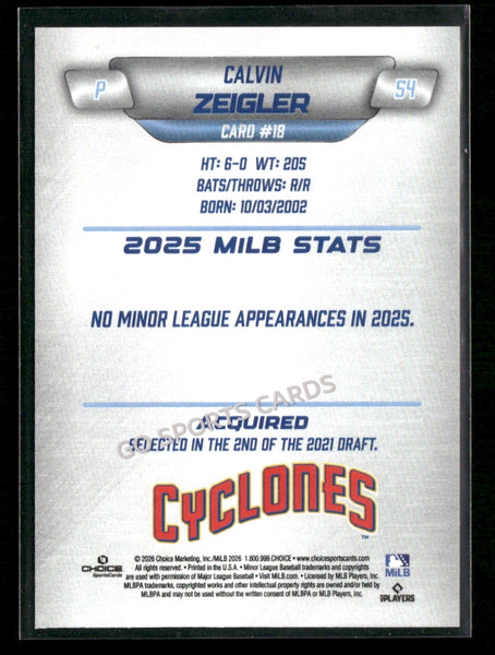 2026 Brooklyn Cyclones Calvin Ziegler
