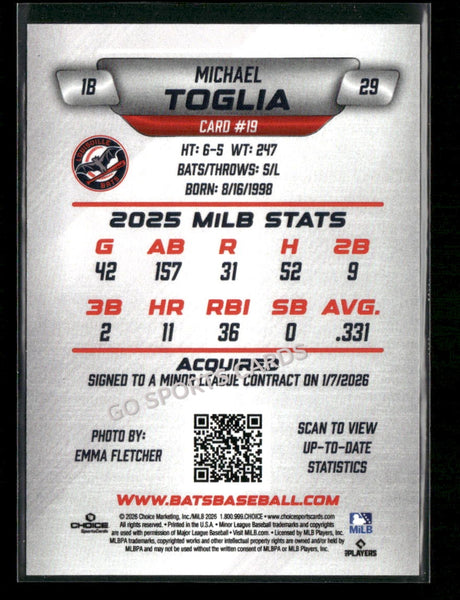 2026 Louisville Bats Michael Toglia