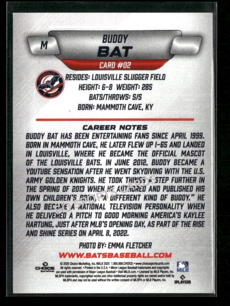 2026 Louisville Bats Buddy Bat Mascot