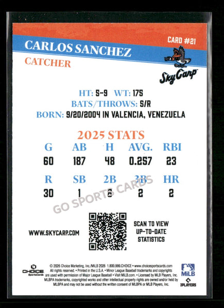 2026 Beloit Sky Carp Carlos Sanchez