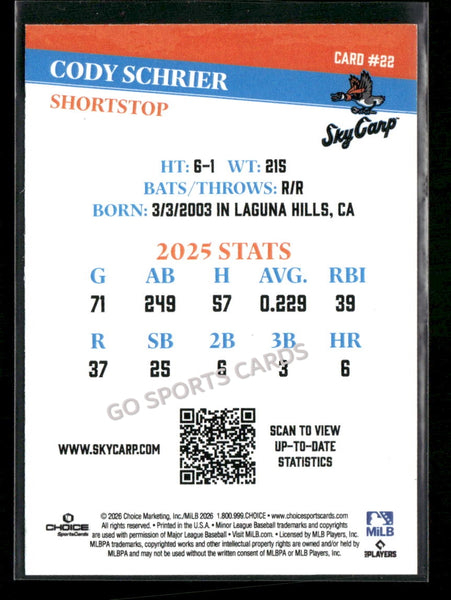 2026 Beloit Sky Carp Cody Schrier