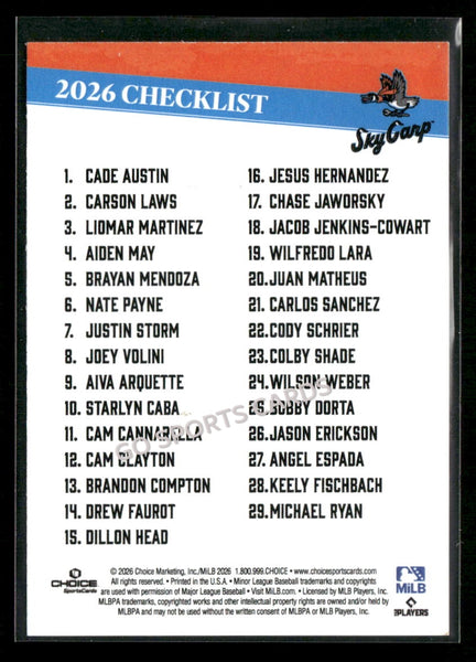 2026 Beloit Sky Carp Header Checklist