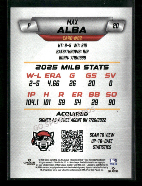 2026 Erie SeaWolves Max Alba