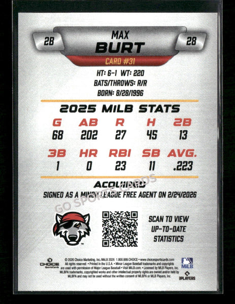 2026 Erie SeaWolves Max Burt