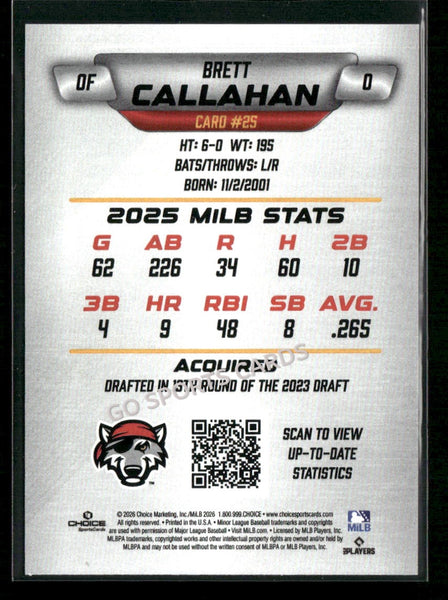 2026 Erie SeaWolves Brett Callahan